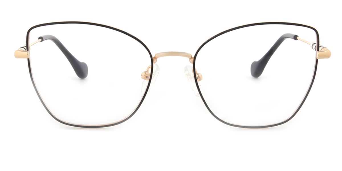 Classic Cateye Large Full-Rim Wire Metal Optical Glasses Frame for