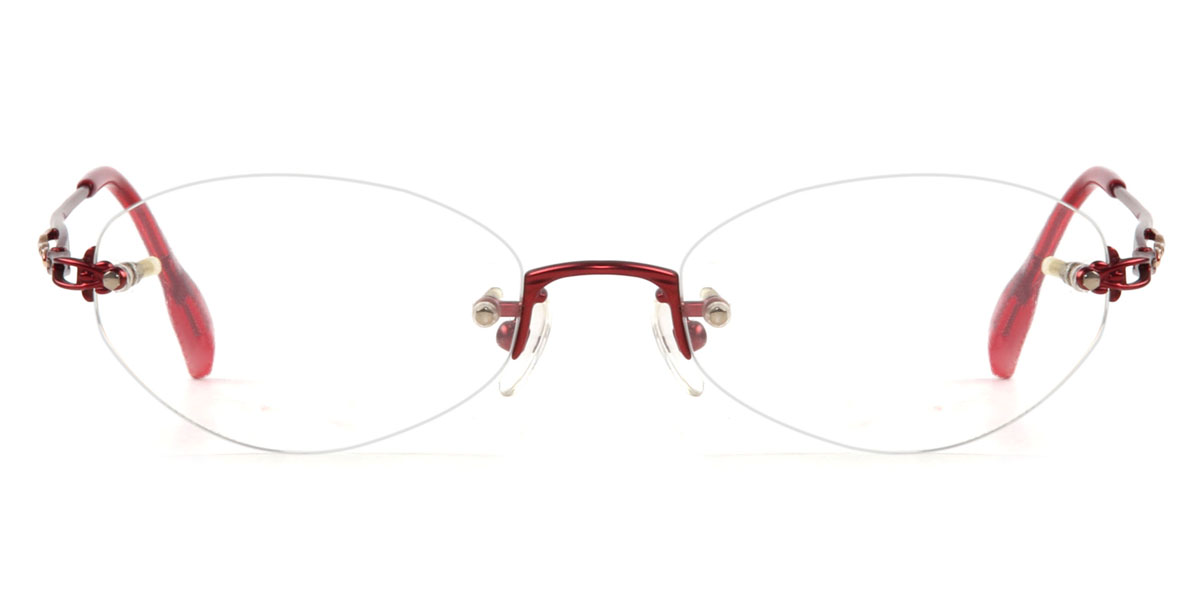 Red Oval Classic Rimless Metal Small Glasses For Female From Wherelight