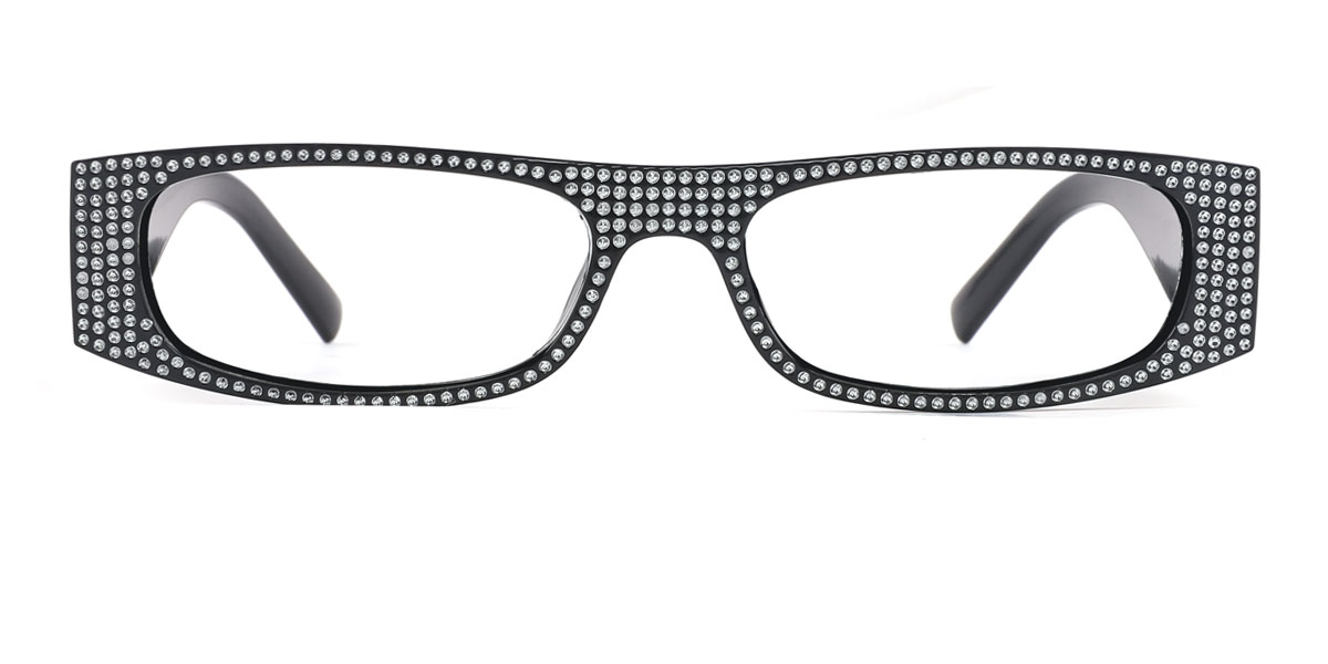 Chic Modern Crystal Bling Narrow Rectangle Optical Glasses Rimmed Frame ...