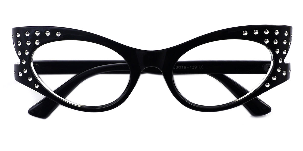 Black Cateye Gorgeous Unique Full-rim Plastic Small Glasses for female ...