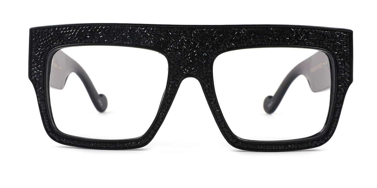 Women Designer Bling Black Rectangle Prescription Eyeglasses Online ... Big Frame Prescription Glasses
