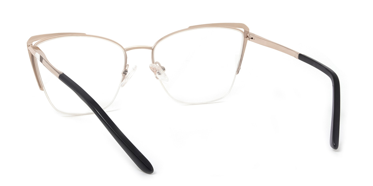 Trendy Gold Cateye Semi Rimless Eyewear Prescription Eyeglasses Online