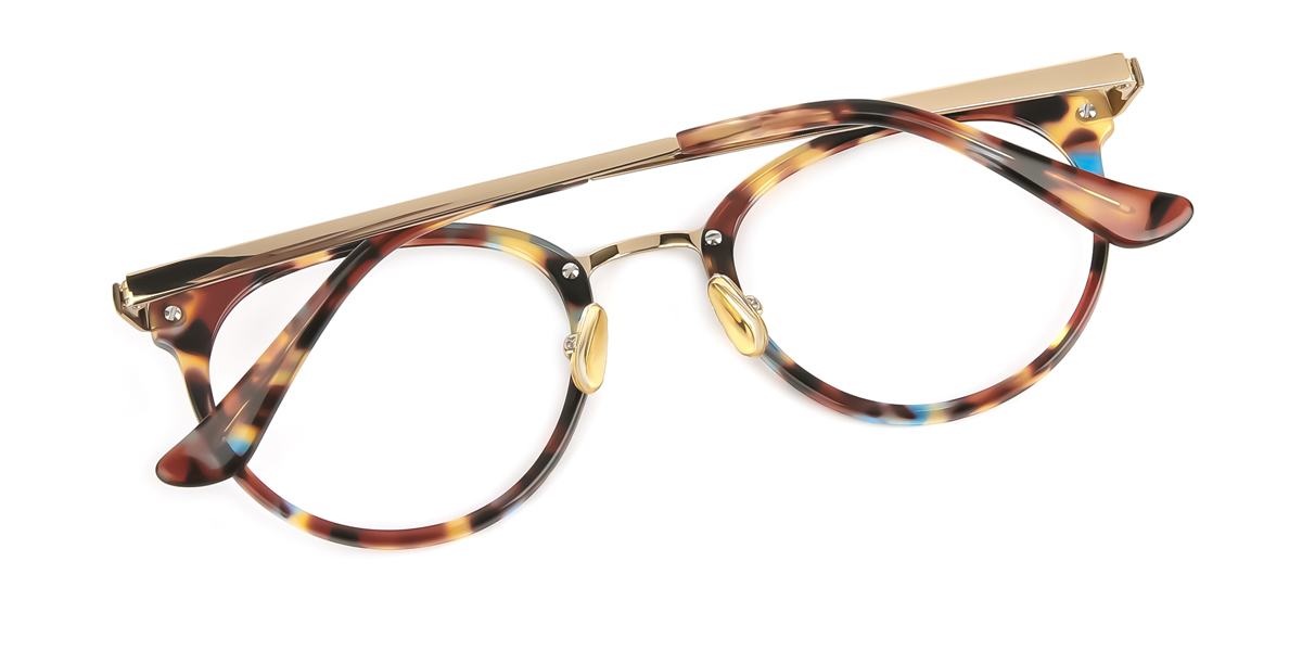 Tortoiseshell Round Circle Horn Rimmed Acetate Prescription Eyeglasses