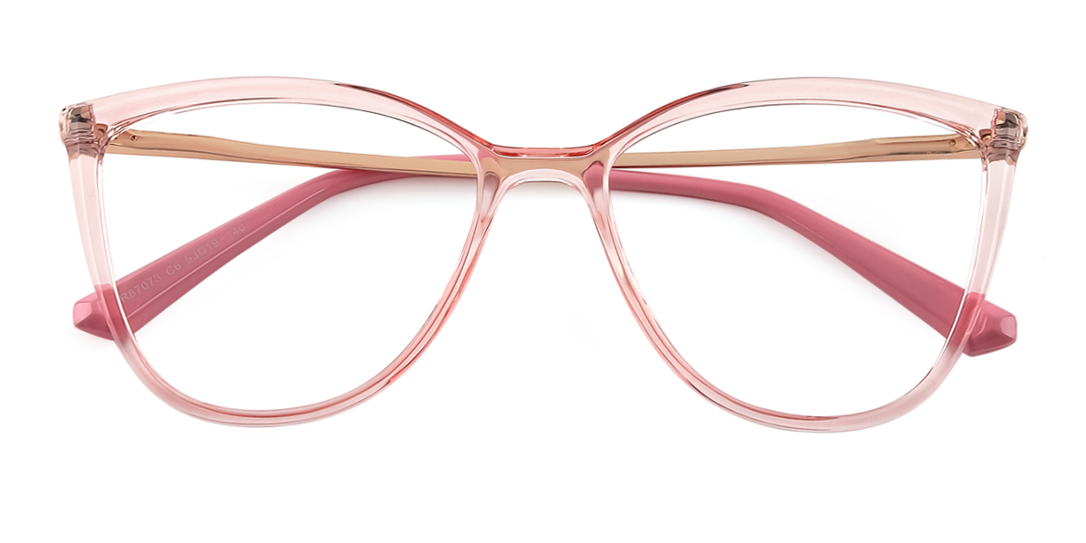 Women Medium Frame Glasses Full Rim Unique Style Pink Cateye Glasses 